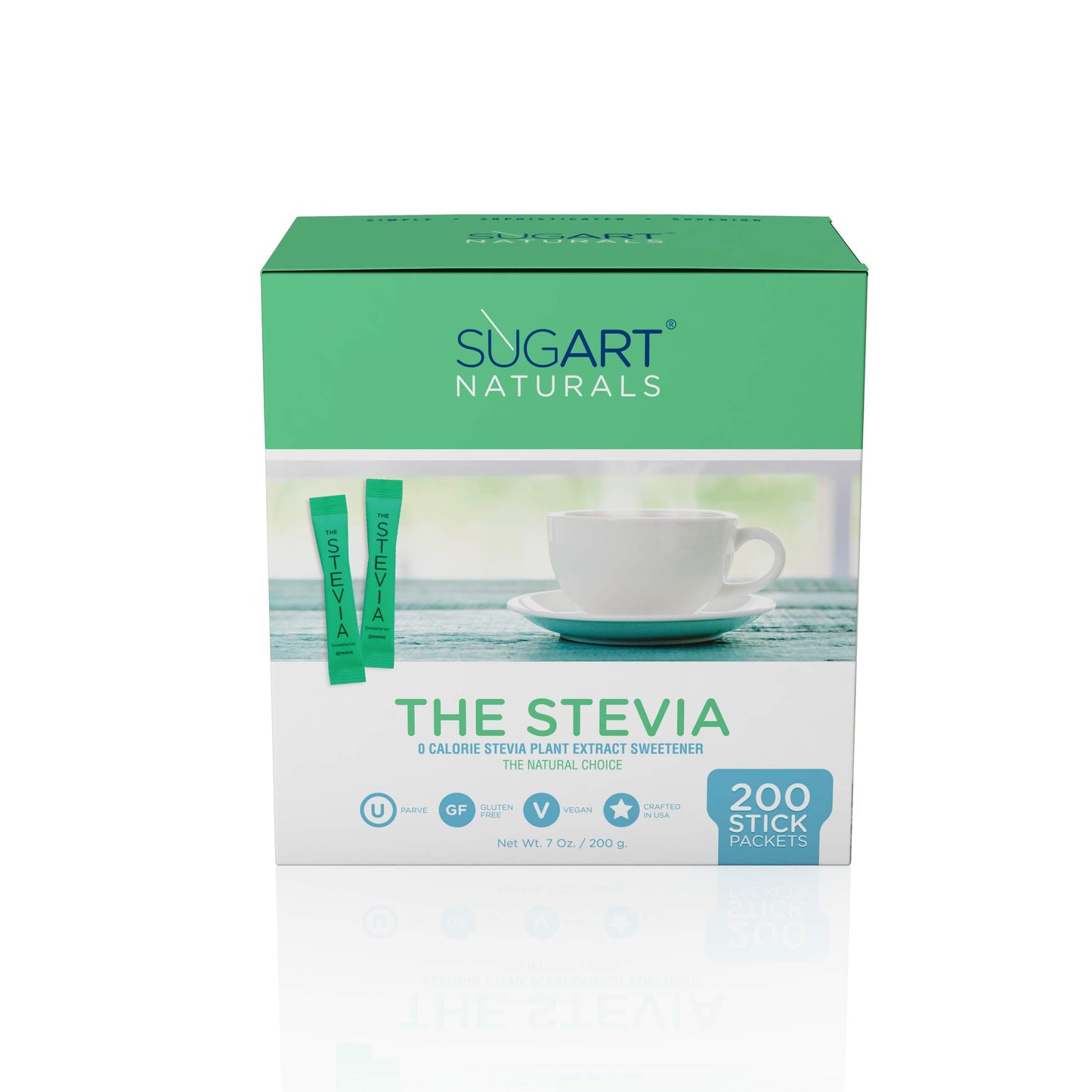 SUGART THE STEVIA Zero Calorie Sweetener Stick Packets - 200 Count - U Parve/Kosher