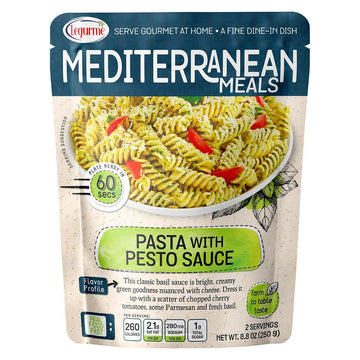 Mediterranean, Ready to Eat Pasta with Pesto Sauce, No Preservatives, No Colorants, No Artificial Flavors, 8.8 Oz (Pack of 1)