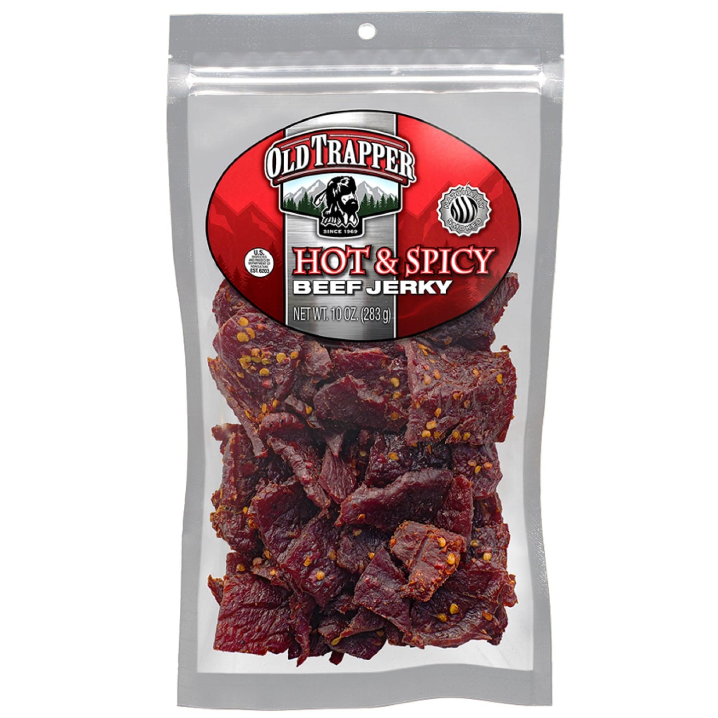 Old Trapper Beef Jerky, Hot & Spicy 10-Ounce Individual Pack, Tender And Spicy Meat Snacks For Lunches Or Between Meals, 11 Gram