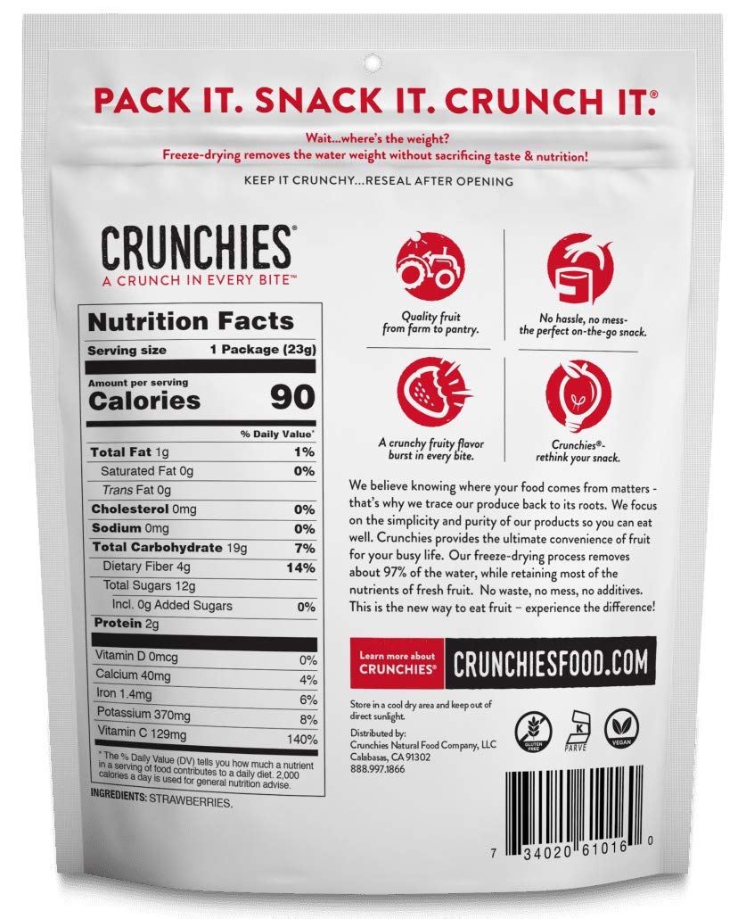 Crunchies Freeze-Dried Fruits, 100% All Natural Crispy Fruit, Non Gmo And Kosher, Resealable Freeze Dried Fruit Snack Packs, Pac