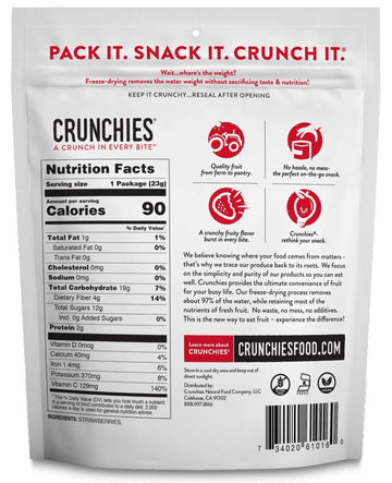 Crunchies Freeze-Dried Fruits, 100% All Natural Crispy Fruit, Non Gmo And Kosher, Resealable Freeze Dried Fruit Snack Packs, Pac