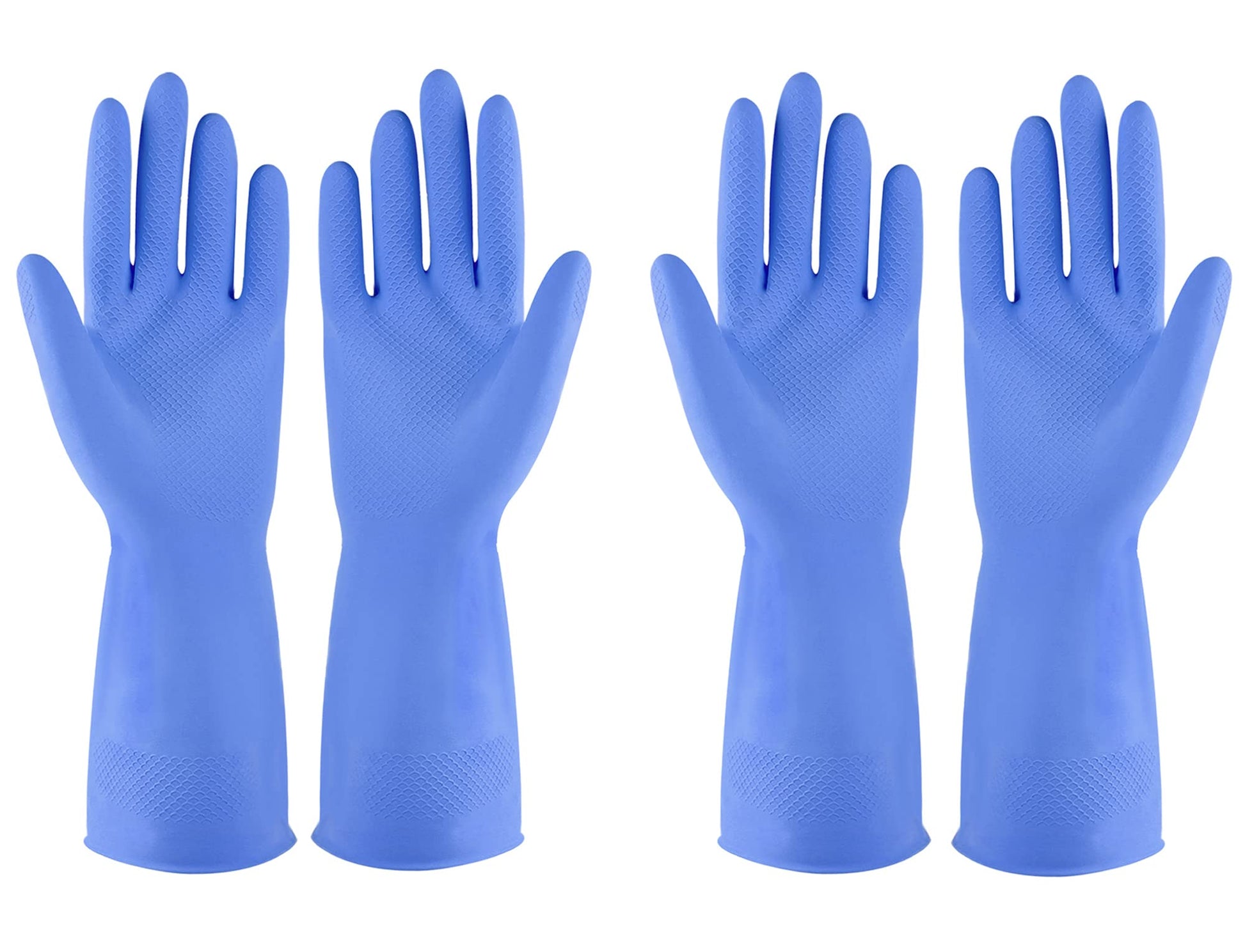 Rubber Gloves Dishwashing 4 Pairs For Kitchen,Cleaning Gloves For Household Reuseable.(Small,Blue)