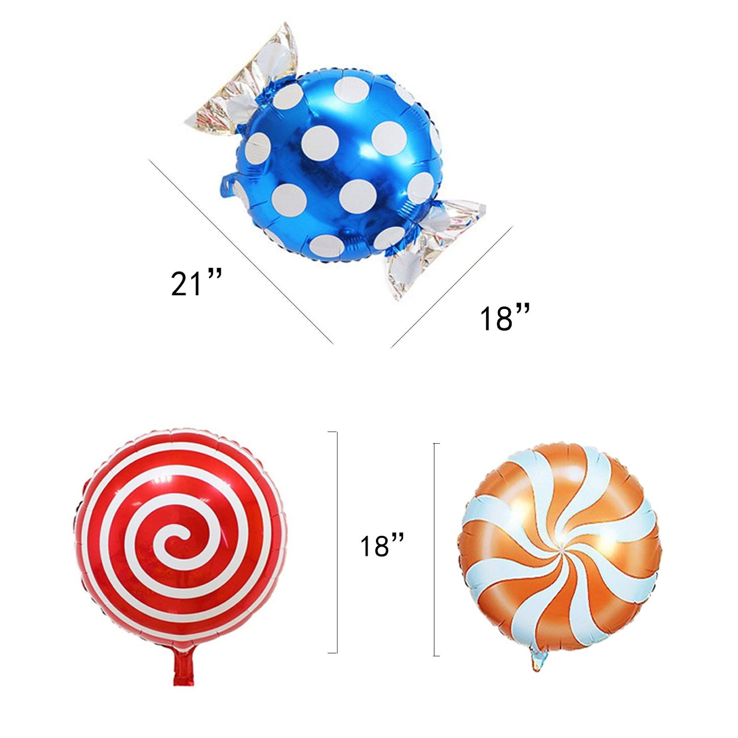 21 pcs Halovin 18 Sweet Candy Balloons - Colorful Round Lollipop Balloons for Birthday & Wedding Parties, Green, Orange, Pink, Purple, Red, Sky Blue