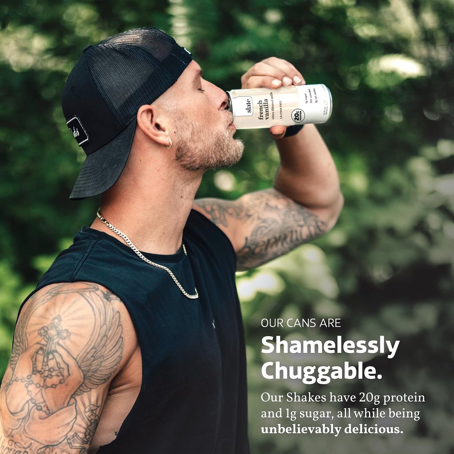 Slate High Protein Shake, French Vanilla, 20g Protein, 0g Added Sugar, Lactose Free, 11 oz, 48-Pack