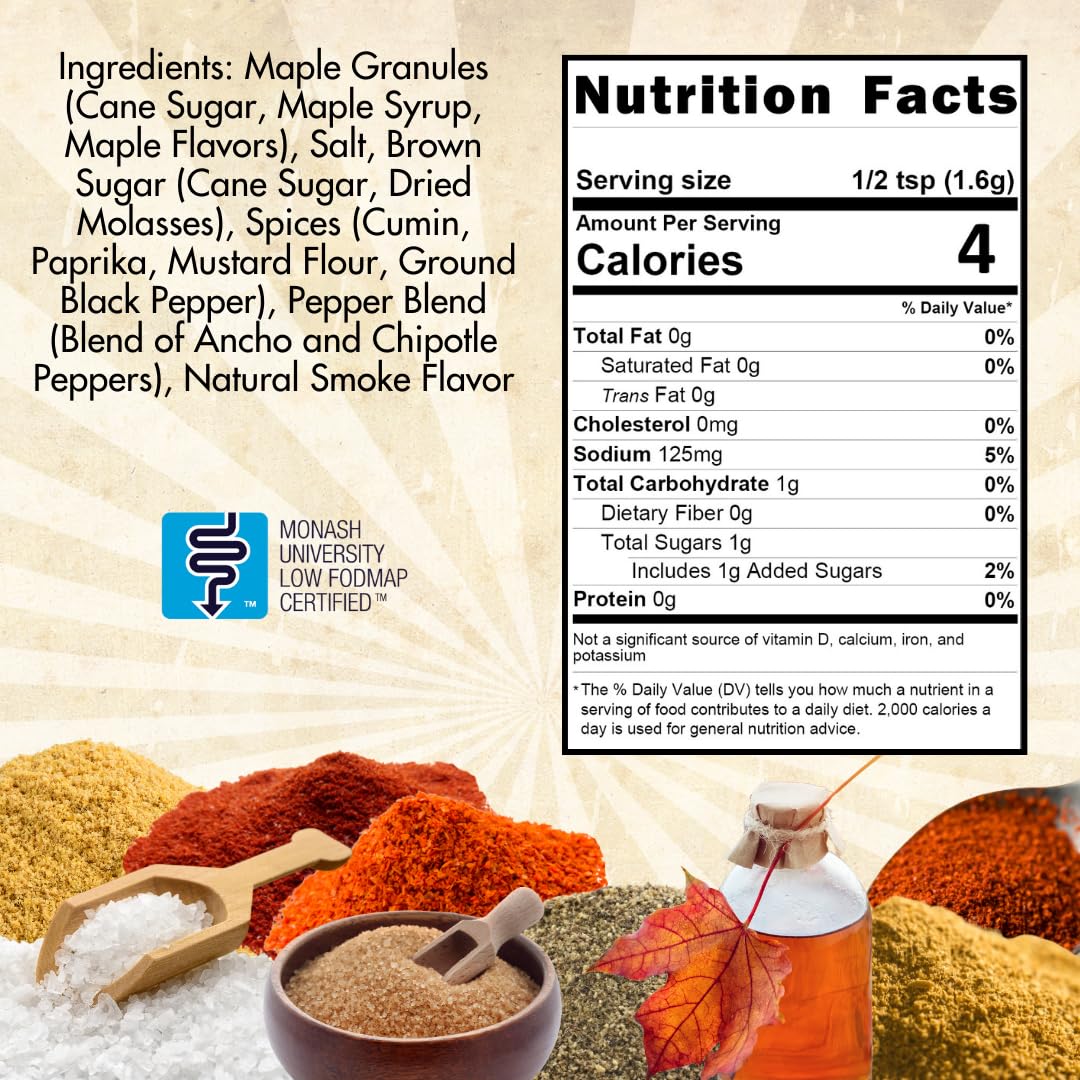 Smoke n Sanity Sweet Maple Dust - Certified Low FODMAP Seasoning - Gluten Free - Certified Kosher - Dairy Free for Low FODMAP Fo