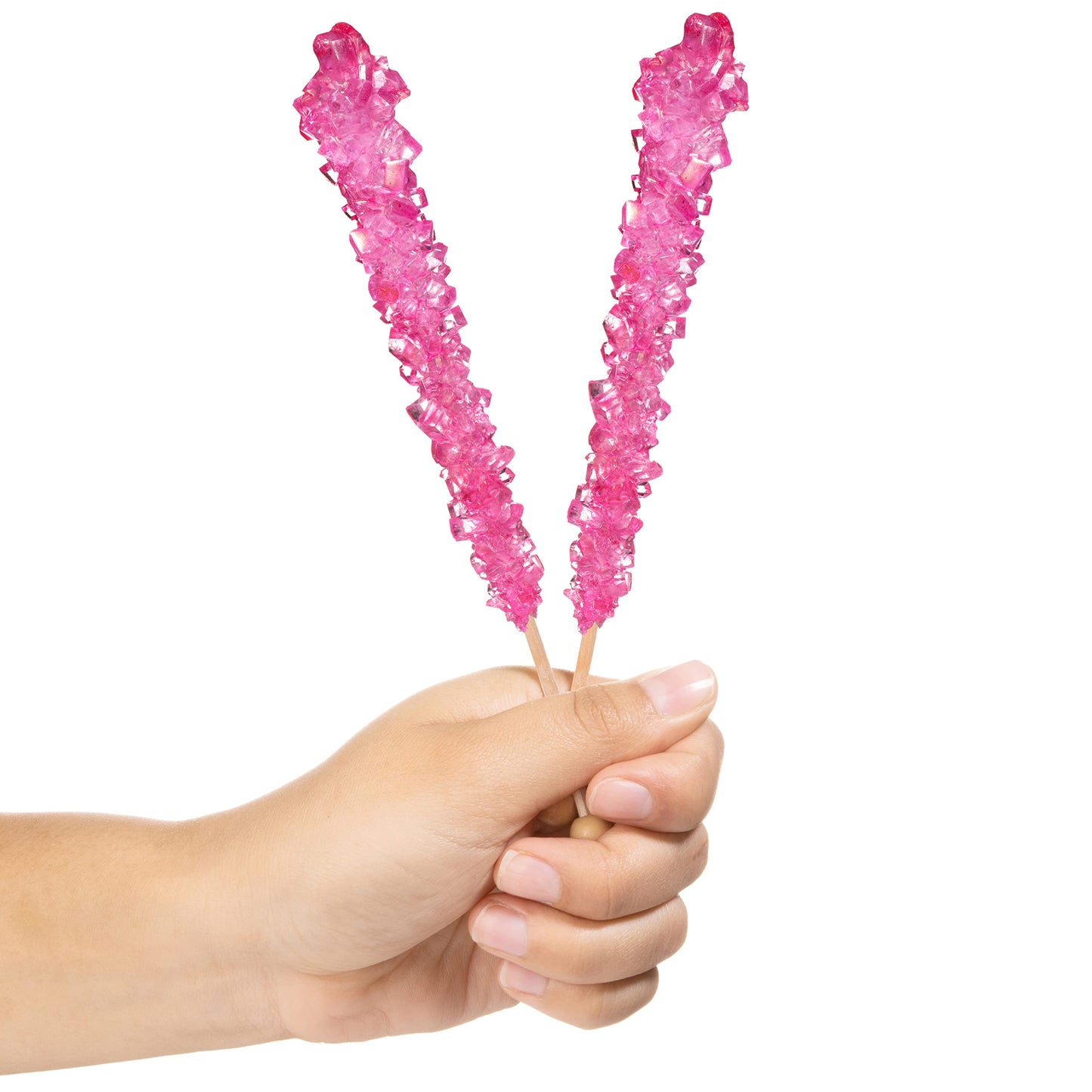 Pink Rock Candy Sugar Sticks - Cherry Flavored - 24 Individually Wrapped Pink Candy
