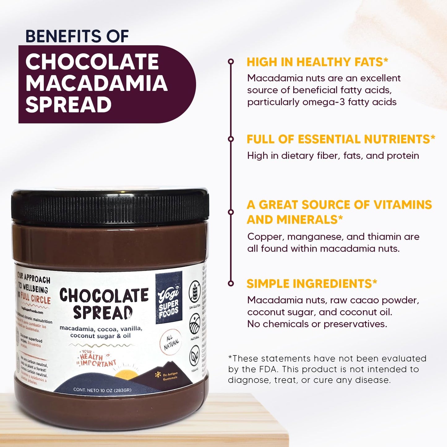 Yogi Super Foods Chocolate Spread, Keto Chocolate Dessert, Low Carb, Keto Friendly, Vegan Healthy Chocolate Spread, Keto Sweets,