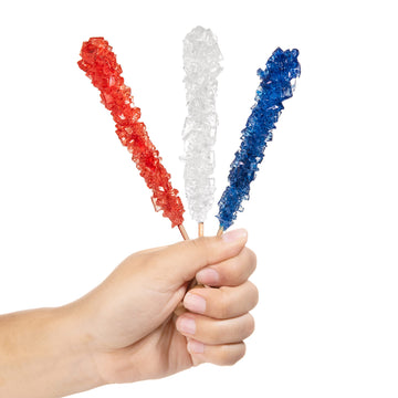Candy Envy - Usa Freedom Rock Candy Sugar Sticks - 36Ct. Indiv. Wrapped - Red, White, & Navy Blue