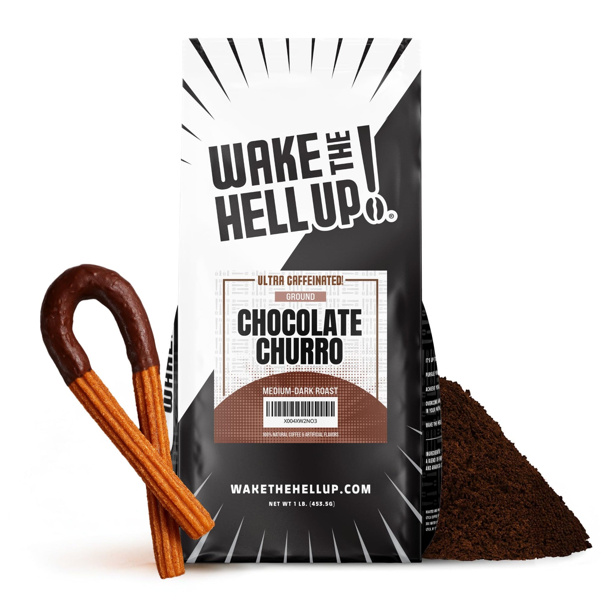 Wake The Hell Up! 1Lb Ultra-Caffeinated Chocolate Churro Coffee  Low Acid  Medium-Dark Roast