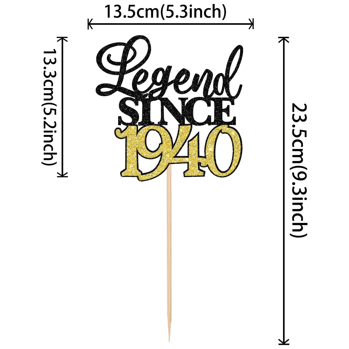 Rssta i Cake Topper, 85th Birthday, Glitter, Black Gold