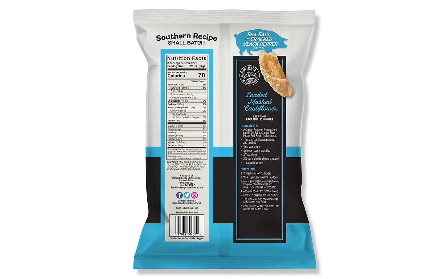 Southern Recipe Small Batch Pork Rinds | Sea Salt & Cracked Black Pepper Chicharrones | Keto Friendly, Gluten Free, Low Carb Foo