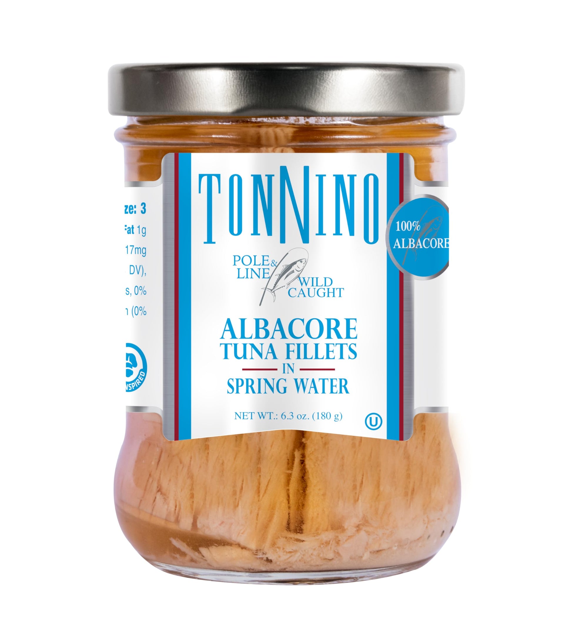 Tonnino Tuna Fish Albacore - Spring Water - Pack of 6 - Alternative to Salmon - Protein Snacks - Ready to Eat Meals