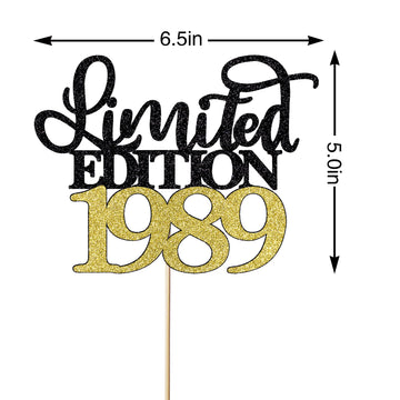 Leetaivie Limited Edition 1989 Cake Topper, Happy 35Th Birthday Cake Topper, Men And Women Cheer 35 Years /35 & Fabulous Cake De