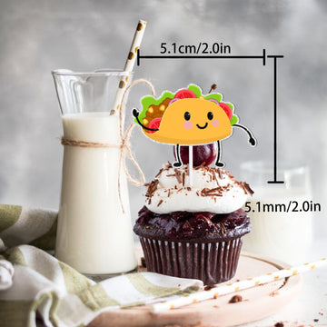 18Pcs Gold Glitter Cute Taco Bout Dessert Cupcake Topper Mexican Yummy Food Fiesta Festival Theme Decor Supplies Baby Shower Hap