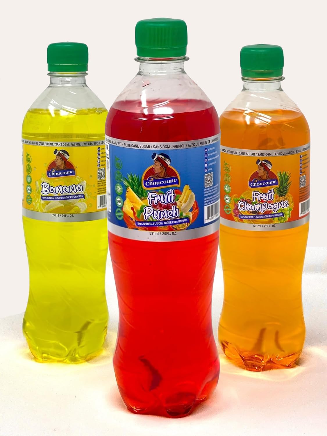 Choucoune Kola Fruit Punch Soda, Pack of 11, 20 Fl Oz Bottles, Natural Ingredients, No Artificial Sweeteners