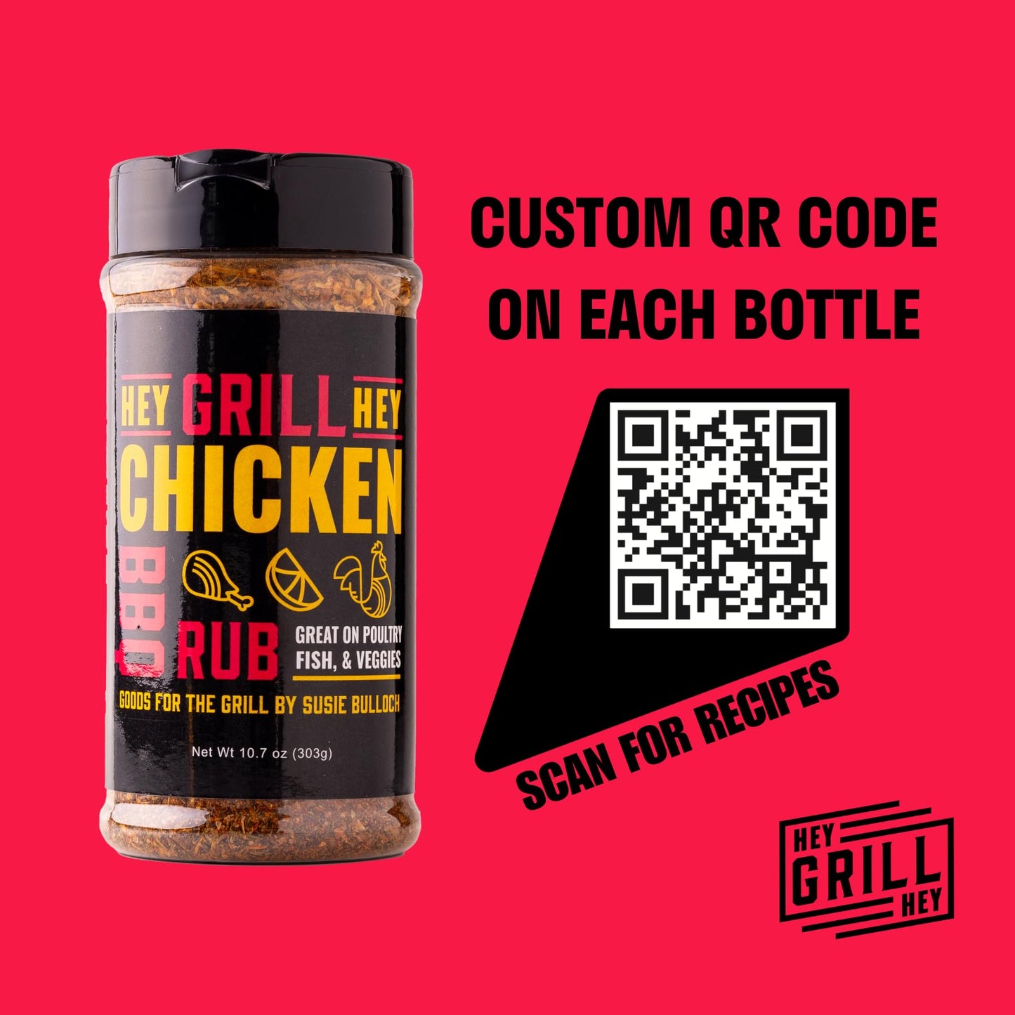 Hey Grill Hey | Chicken Rub 10.7 Oz | Delicious Chicken Seasoning, Great On Turkey, Veggies, And Fish.