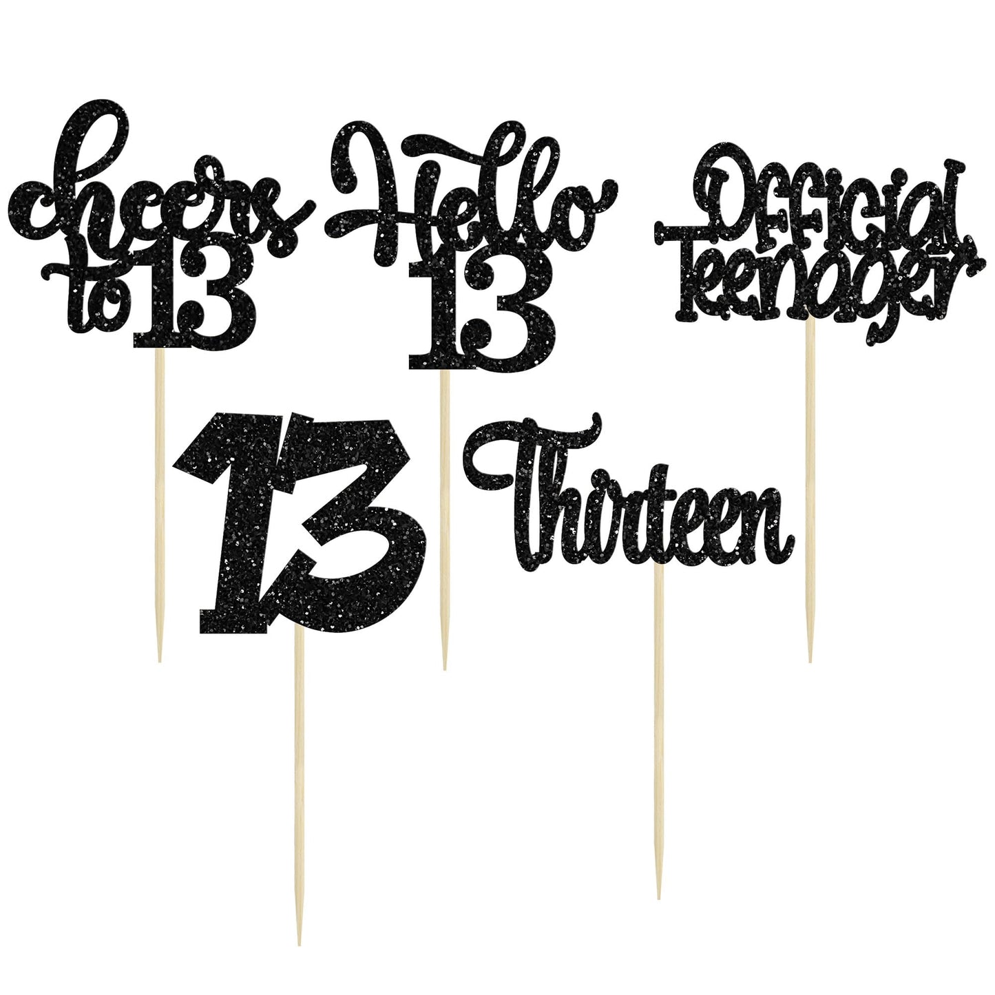 30Pcs 13Th Birthday Cupcake Toppers Hello 13 Cupcake Picks Official Teenager Cheers To 13 Years Old Cake Decorations For 13Th Bi