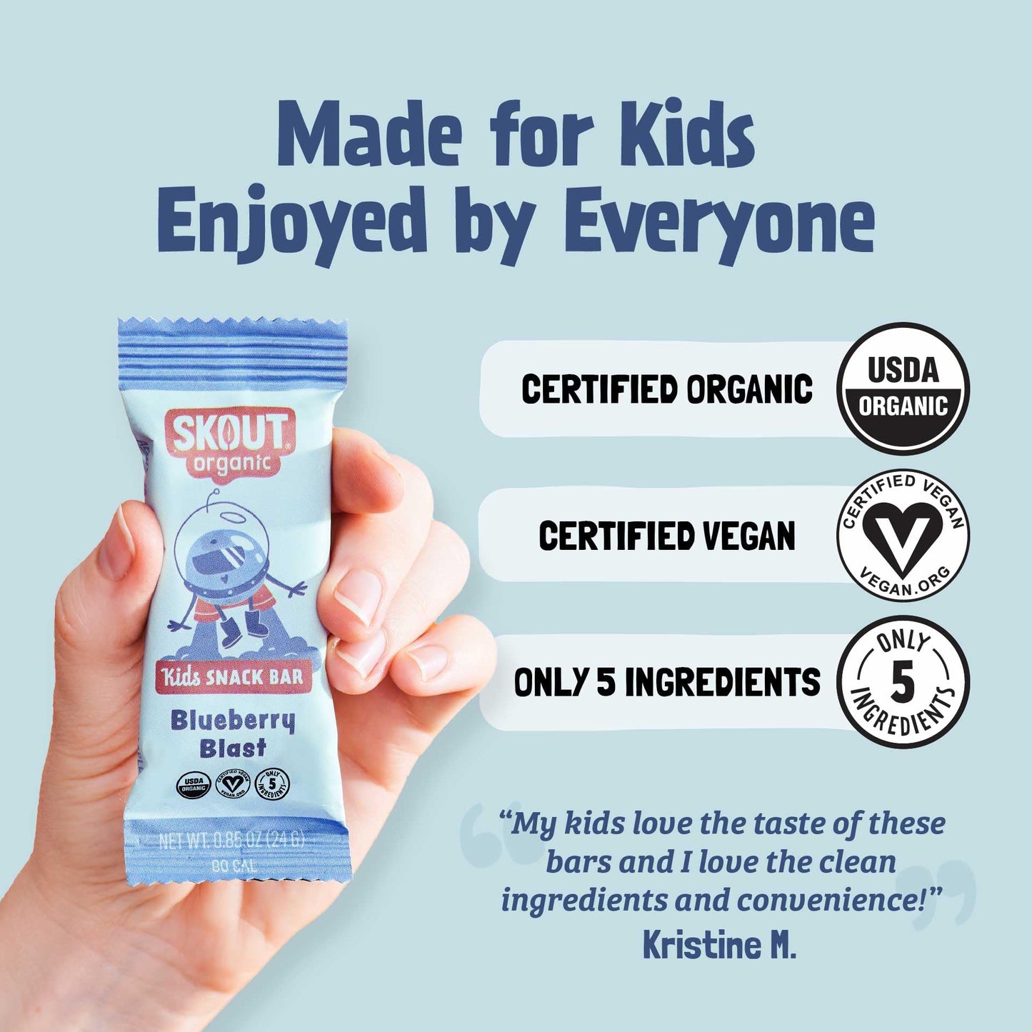 Skout Organic Blueberry Blast Kids Snack Bars - Plant-Based, Vegan, Gluten-Free, 36 Count