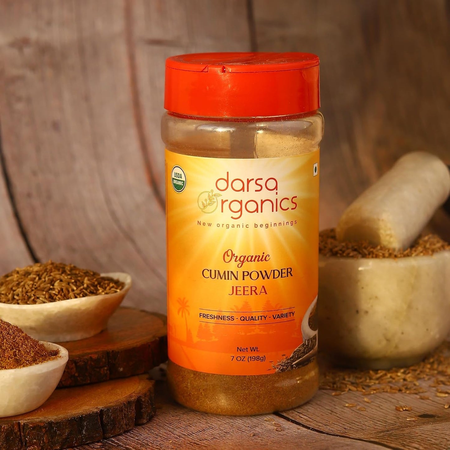 Darsa Organics Ground Cumin Powder 3.5 oz - Jeera Powder, Organic Cumin Powder for Authentic Indian Cooking, Seasoning & Spices,