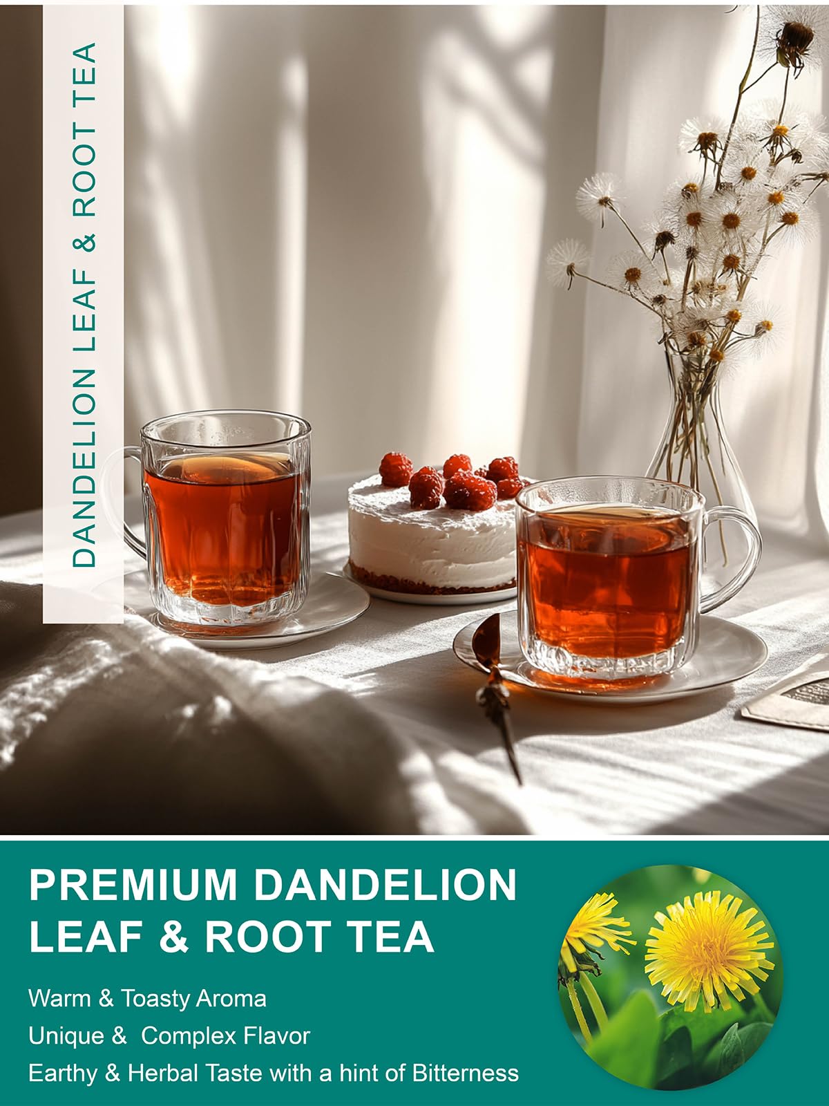 TeeLux Dandelion Leaf & Root Tea Bags, Caffeine Free Herbal Tea, 100 Count