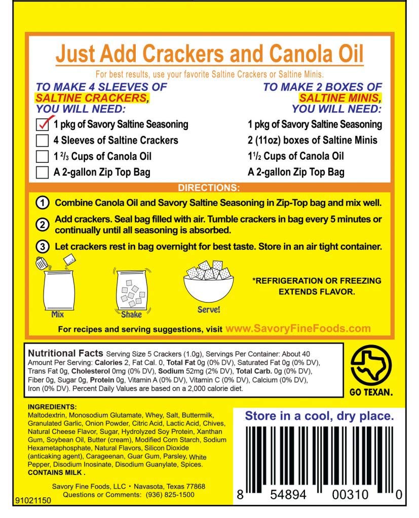 Savory Saltine Seasoning, 1.4 Ounce, Sweet Bar-B-Q, 1 Pack