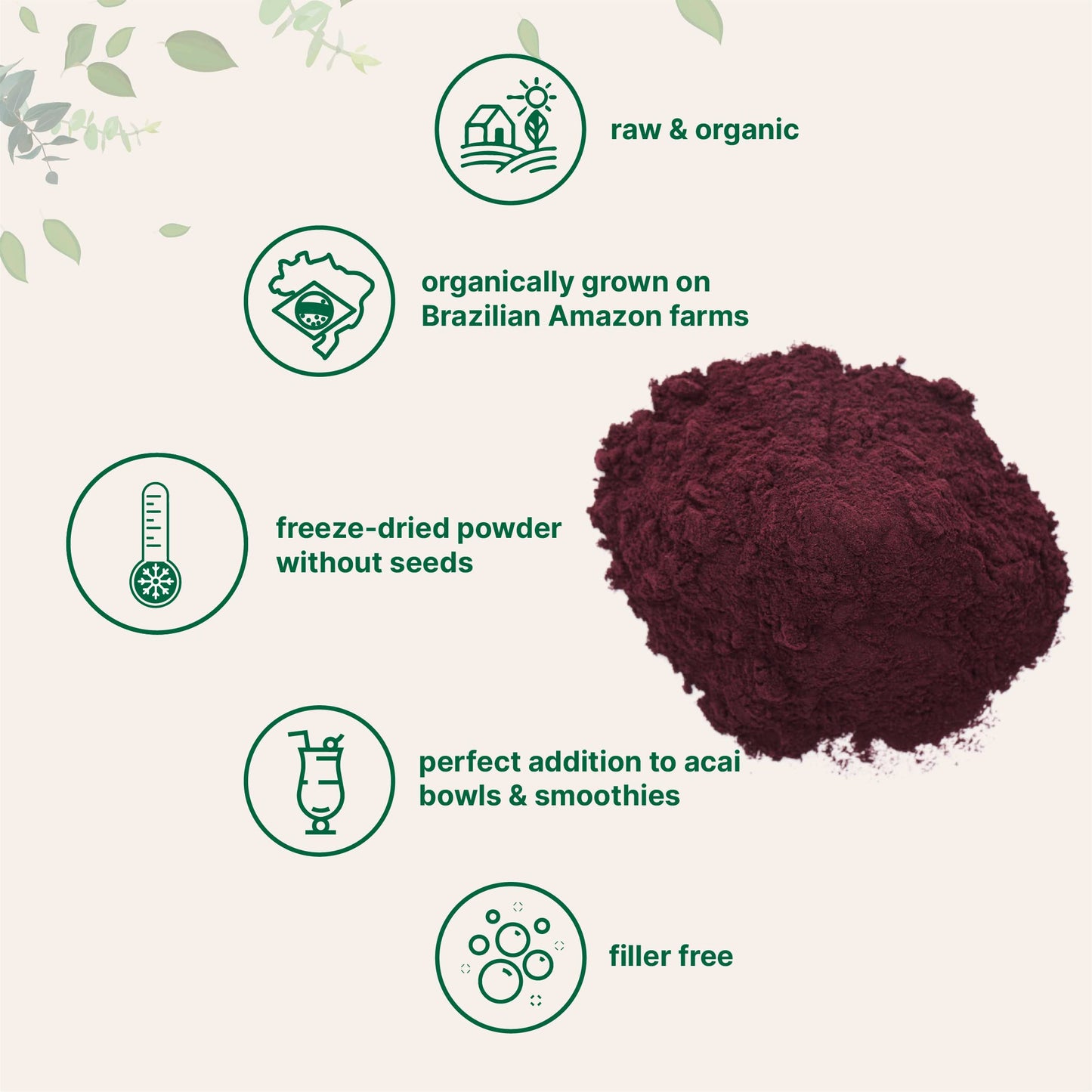 Micro Ingredients Organic Freeze-Dried Acai Powder, 100% Pure Berry Pulp, 8oz, Sustainably Grown in Brazilian large online retailer