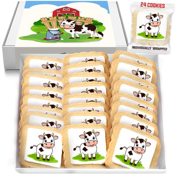 Cow Cookies 24 Pack | Birthday Party | Peanut & Nut Free Individually Wrapped