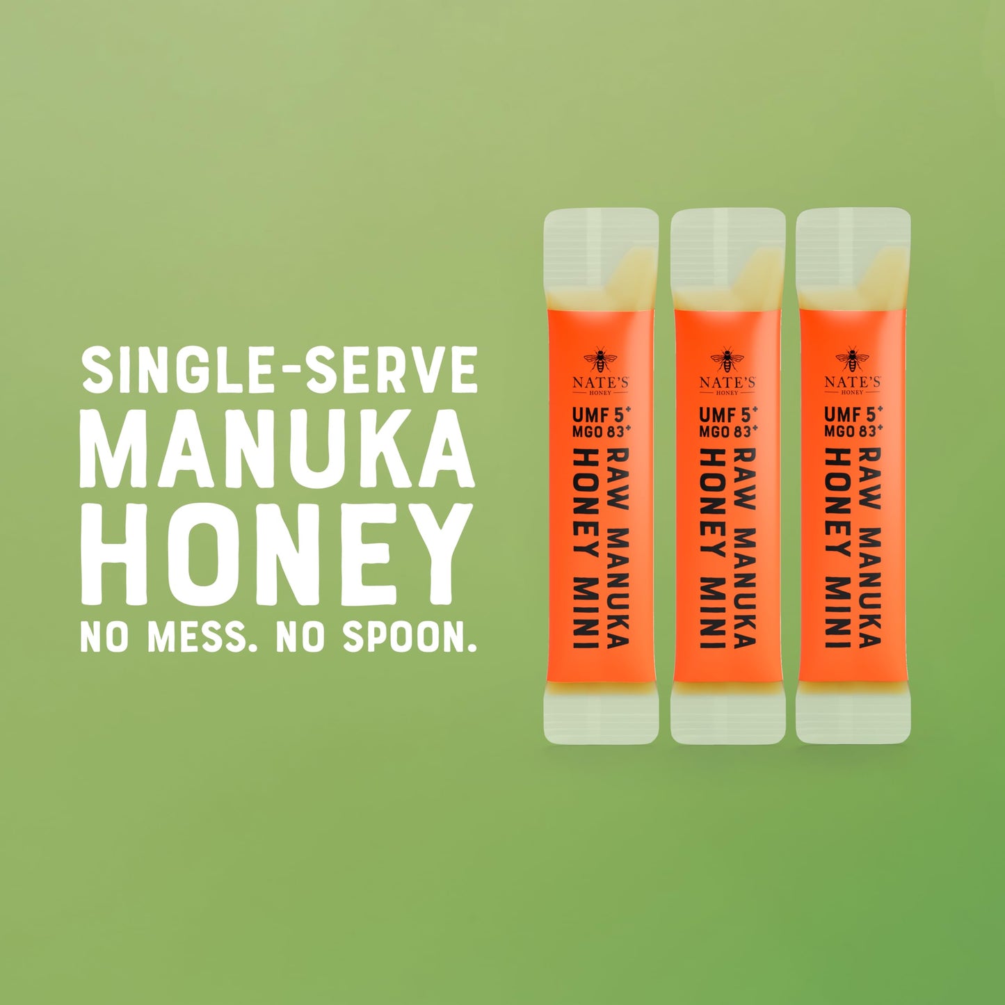 Nates Manuka Honey Minis - 30 count Single-serve  Pure Manuka Honey - MGO 83+ | UMF 5+ Certified - 30 Single-Serve Packets for On-the-Go Daily Wellness