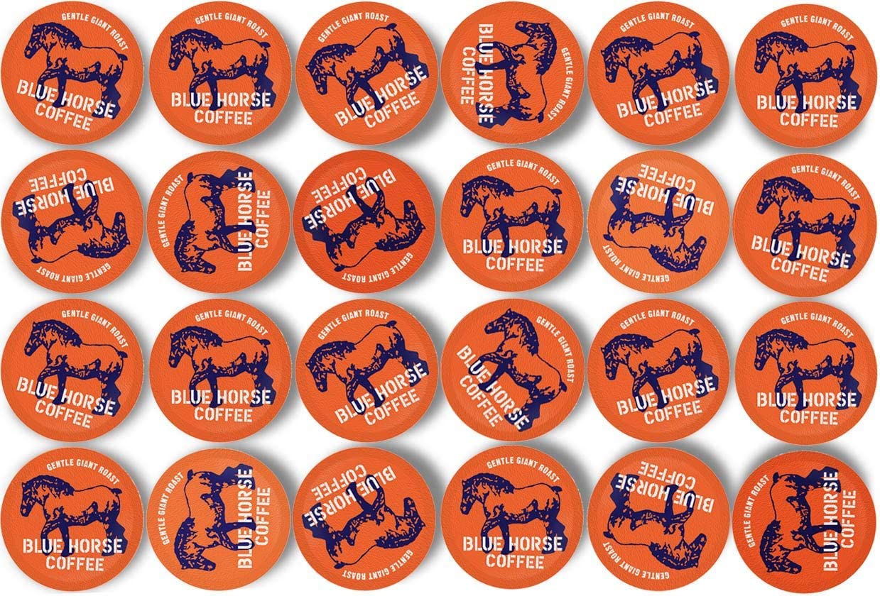 Blue Horse Coffee Pods, Medium Roast, 24ct Single Serve, Compatible with K Cups 2.0, 100% Arabica Beans, Bold & Aromatic Flavor
