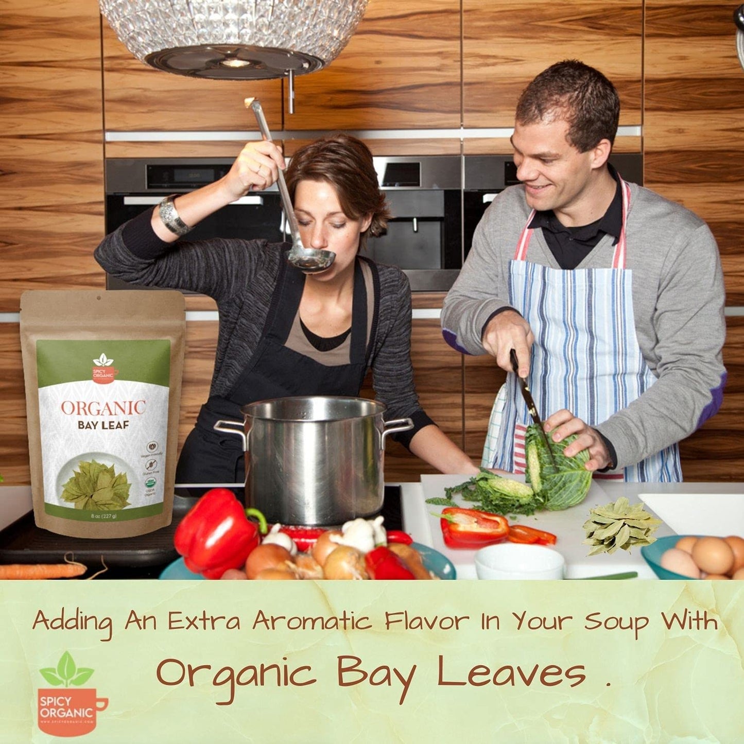 SPICY ORGANIC Bay Leaf - USDA Organic, Non-GMO, Gluten-Free - 8 Oz Resealable Pack