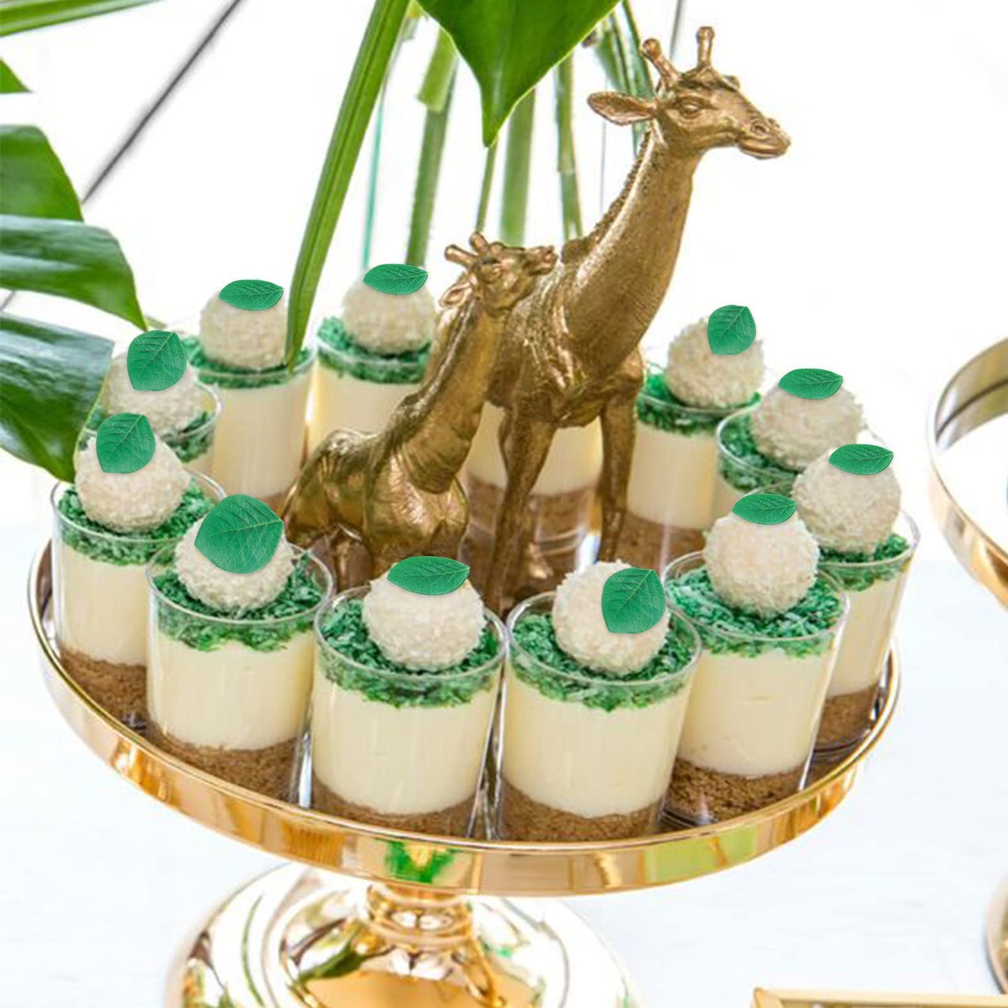 92Pcs Edible Leaves Edible Green Cake Cupcake Toppers Edible Wafer Paper Leaf Cake Decoration For Hawaii Aloha Summer Theme Wedd