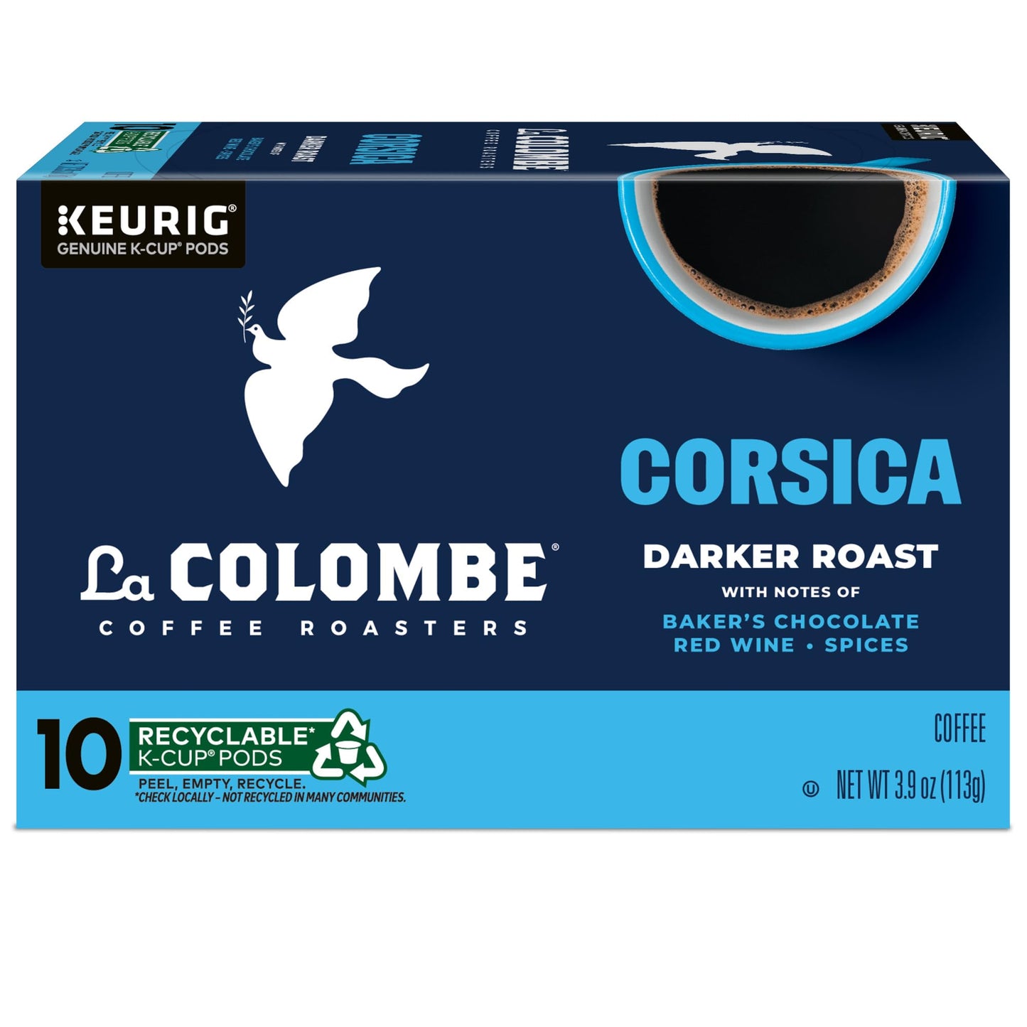 La Colombe Corsica Dark Roast Coffee | Single Serve K-Cup Pods | 10 Count | Pack of 2