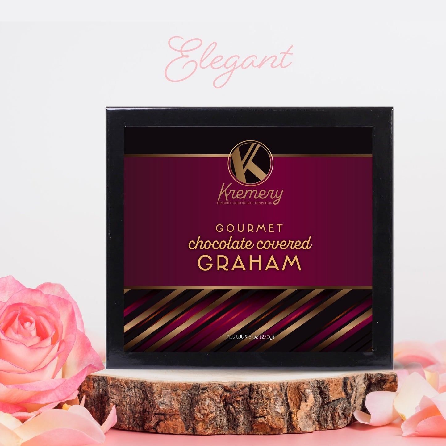 Kremery Creamy Chocolate Cravings - Fathers Day, Chocolate Covered Graham Crackers Cookies Gift Basket, In Sectional Gift Box (9