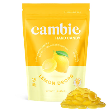 Sugar Free Lemon Drops By Cambie,1 Lb Of Lemon Flavored Sugar Free Candy, Individually Wrapped Bon Bons, Keto Friendly Candy, 1