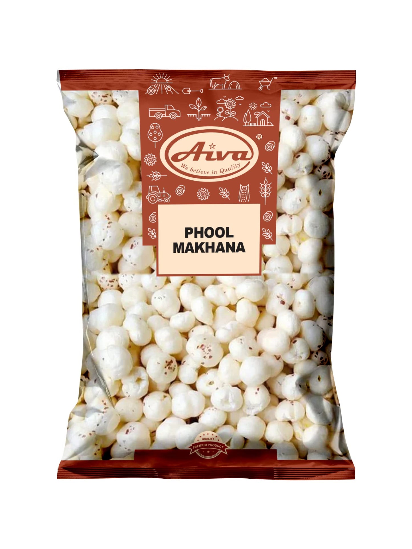 Aiva Phool Makhana (Fox Nut, Popped Lotus Seed) (14 oz / 400 gm) - Crunchy Snack and Cooking Ingredient Plain Raw Uncooked