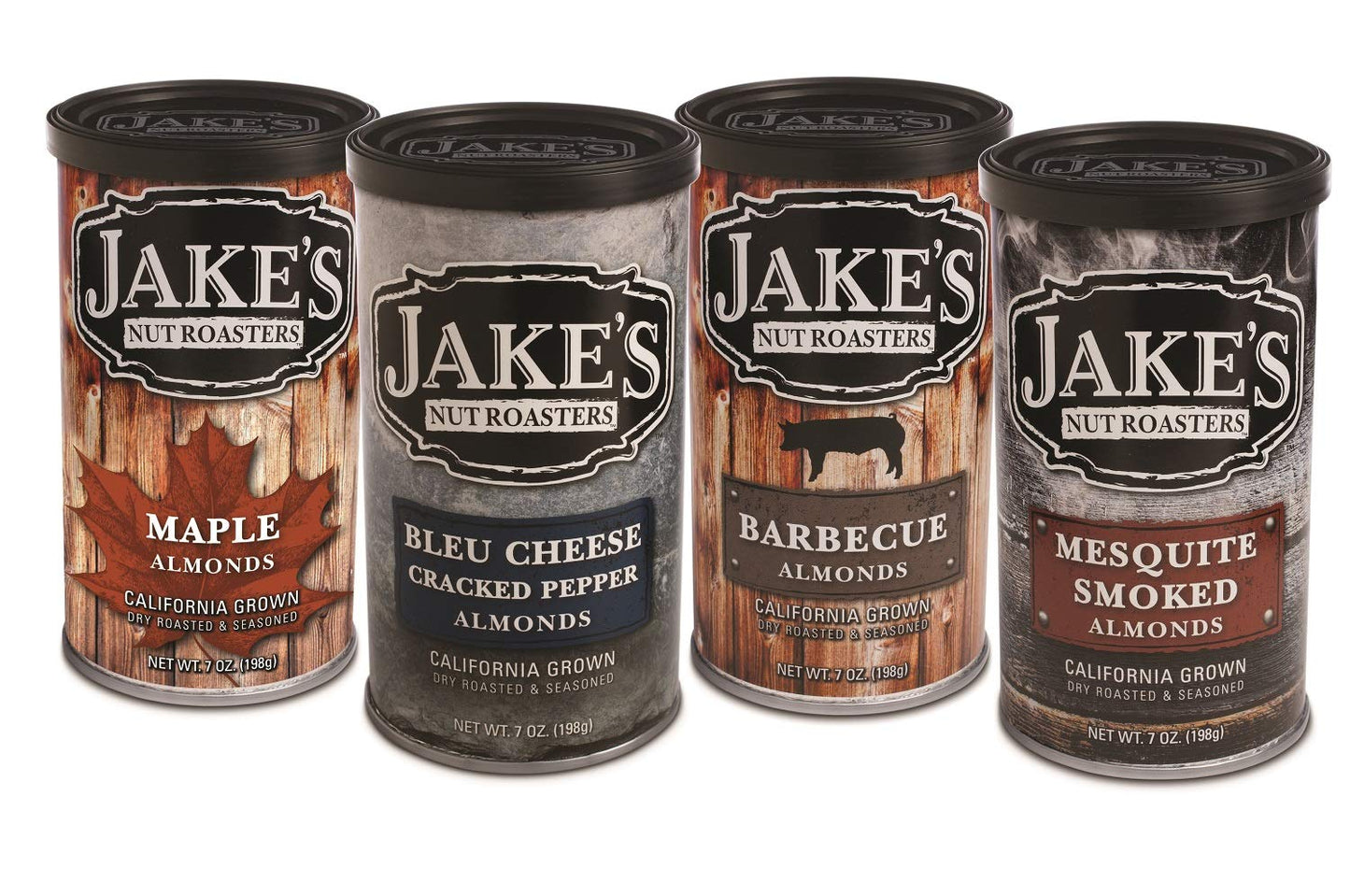 Jakes Nut Roasters Sweet & Salty Mixed Pack Almonds, 4 Flavors, 7 Ounce (Pack of 4)