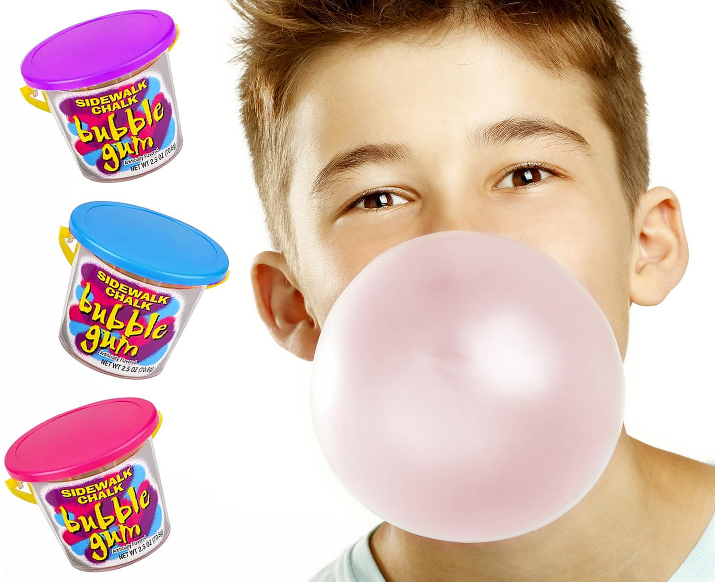 Fruidles Bubble Gum, Multicolored Sidewalk Chalk Shaped, Individually Wrapped, 4-Pack