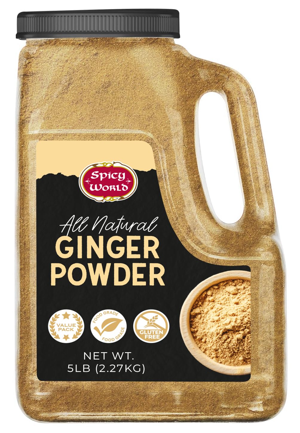 Spicy World Flavor Blendger Powder 5 Lb Jar - Gluten Free  Bulk Ground Dried Flavor Blendger Root  Pure Zingiber Officinale  Non-Gmo  Warm & Spicy Flavor For Cooking  Baking  And Even Teas