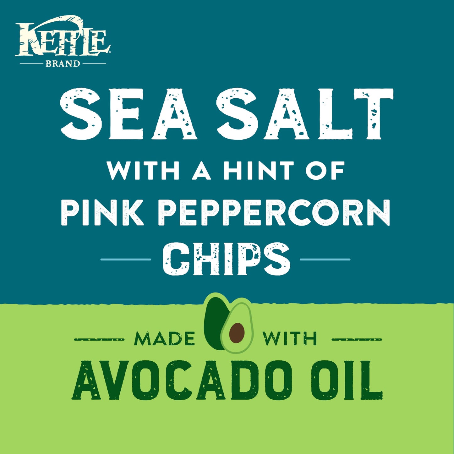 Kettle Brand Sea Salt Pink Peppercorn Chips, 6 Oz Bag - Made with Avocado Oil, Perfect Snack
