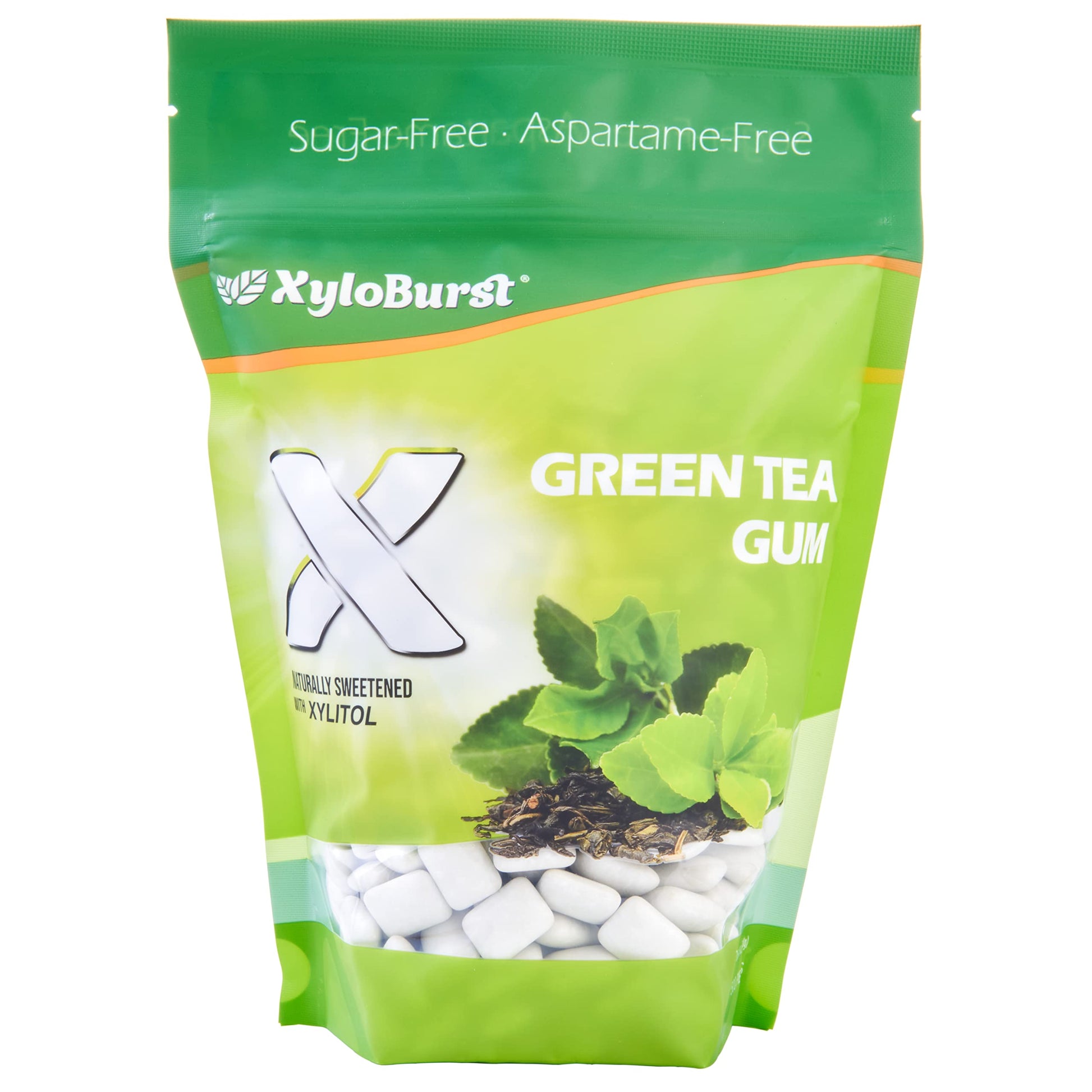 Xyloburst Green Tea Sugar Free Gum - Natural Xylitol Chewing Gum - Bulk 500 Count Bag - Non Gmo, Vegan, Aspartame Free, Keto Fri