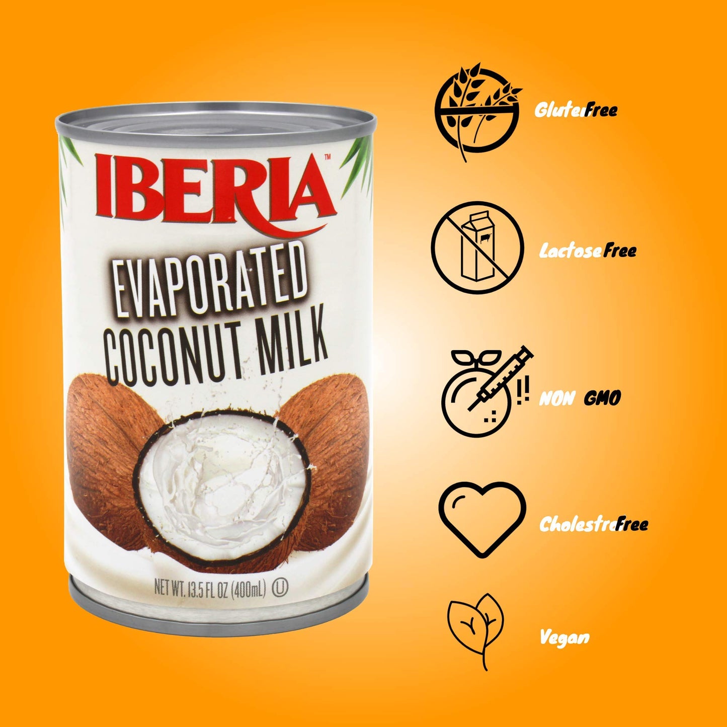 Iberia Lactose Free Evaporated Coconut Milk, 13.5 Fl Oz (Pack of 12)