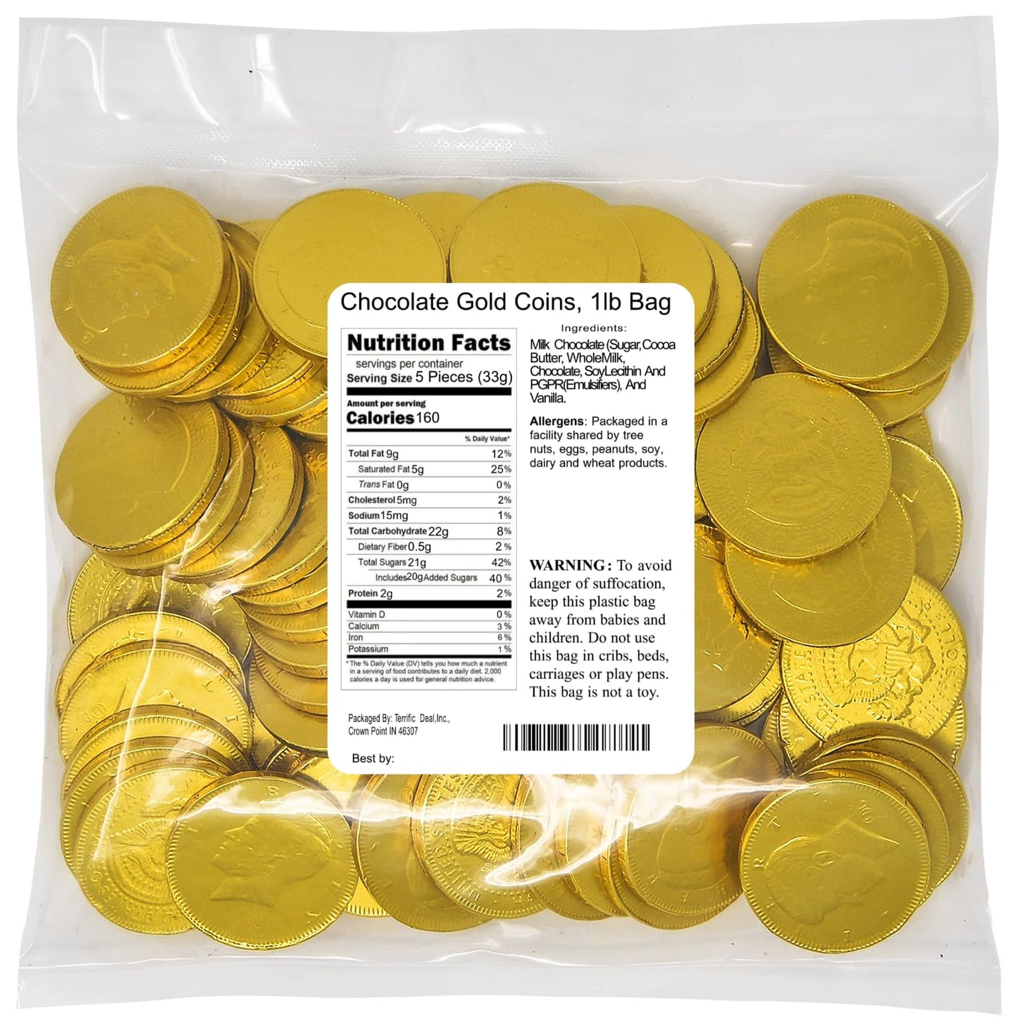 Chocolate Gold Coins, 1Lb Bag