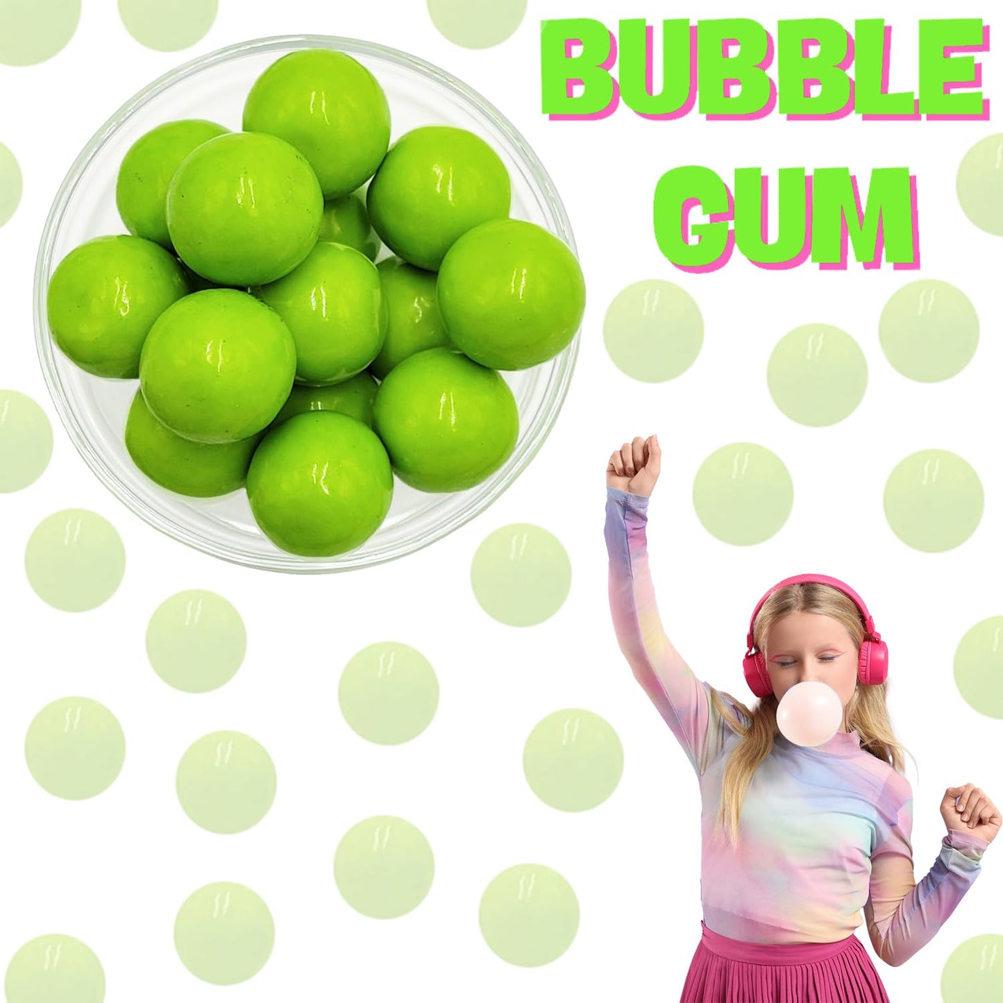 Fruidles Green Apple Gum Balls - Fruit Flavored Candy Buffet  , 5 Pounds, Kosher Certified Parve, 1 Inch