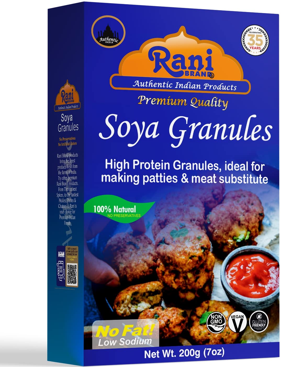 Rani Soya Granules (High Protien) 7oz (200g) ~ All Natural, Salt-Free | Vegan | No Colors | Gluten Friendly | NON-GMO | Kosher |