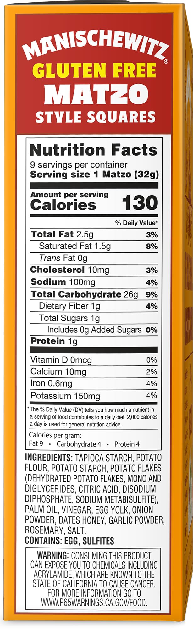 Manischewitz All Natural Gluten-Free Matzo Style Squares, 10 Ounce 3 Pack