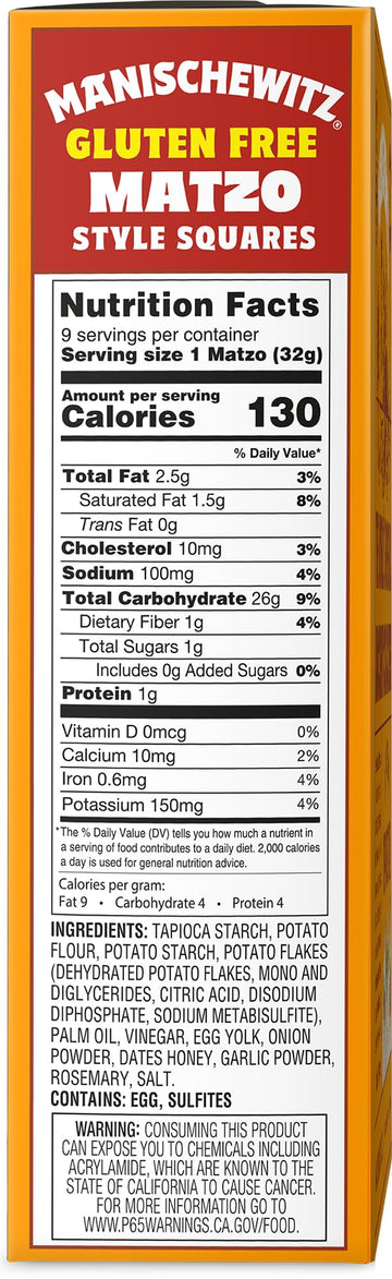 Manischewitz All Natural Gluten-Free Matzo Style Squares, 10 Ounce 3 Pack