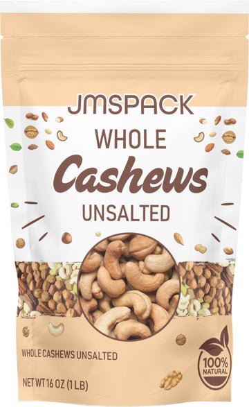JMSPACK Whole Cashews, Unsalted, 16 Ounces (1 Lb)