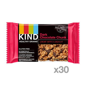 Kind Dark Chocolate Healthy Grains Bars, Chunk, Gluten Free, 1.2 Oz, , 30 Count (Pack Of 6)