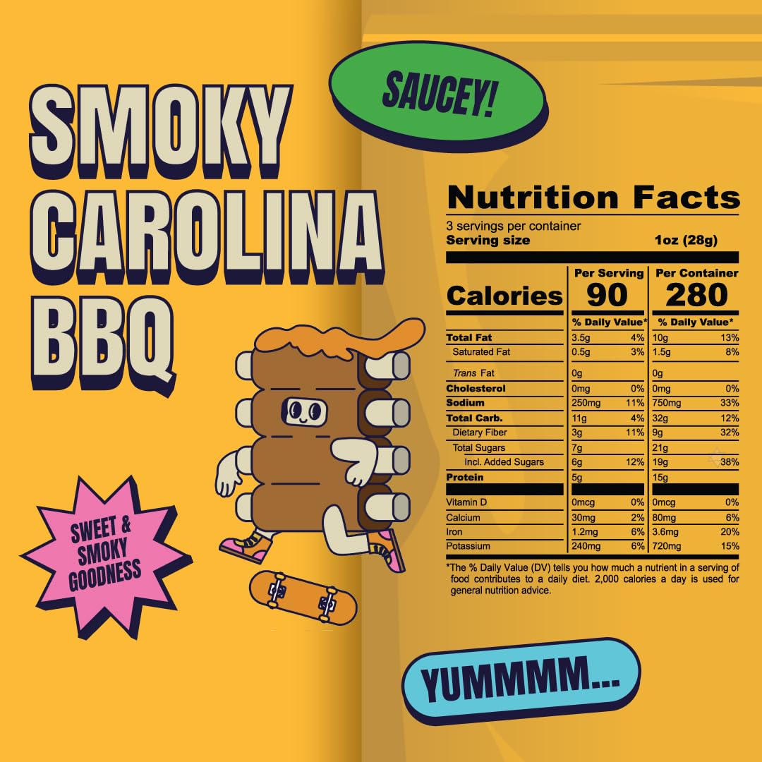 Louisville Vegan Jerky Sweet & Smoky Carolina Mustard BBQ, 3-Pack, Gluten-Free, Non-GMO Soy Protein, Vegan-Friendly Snacks
