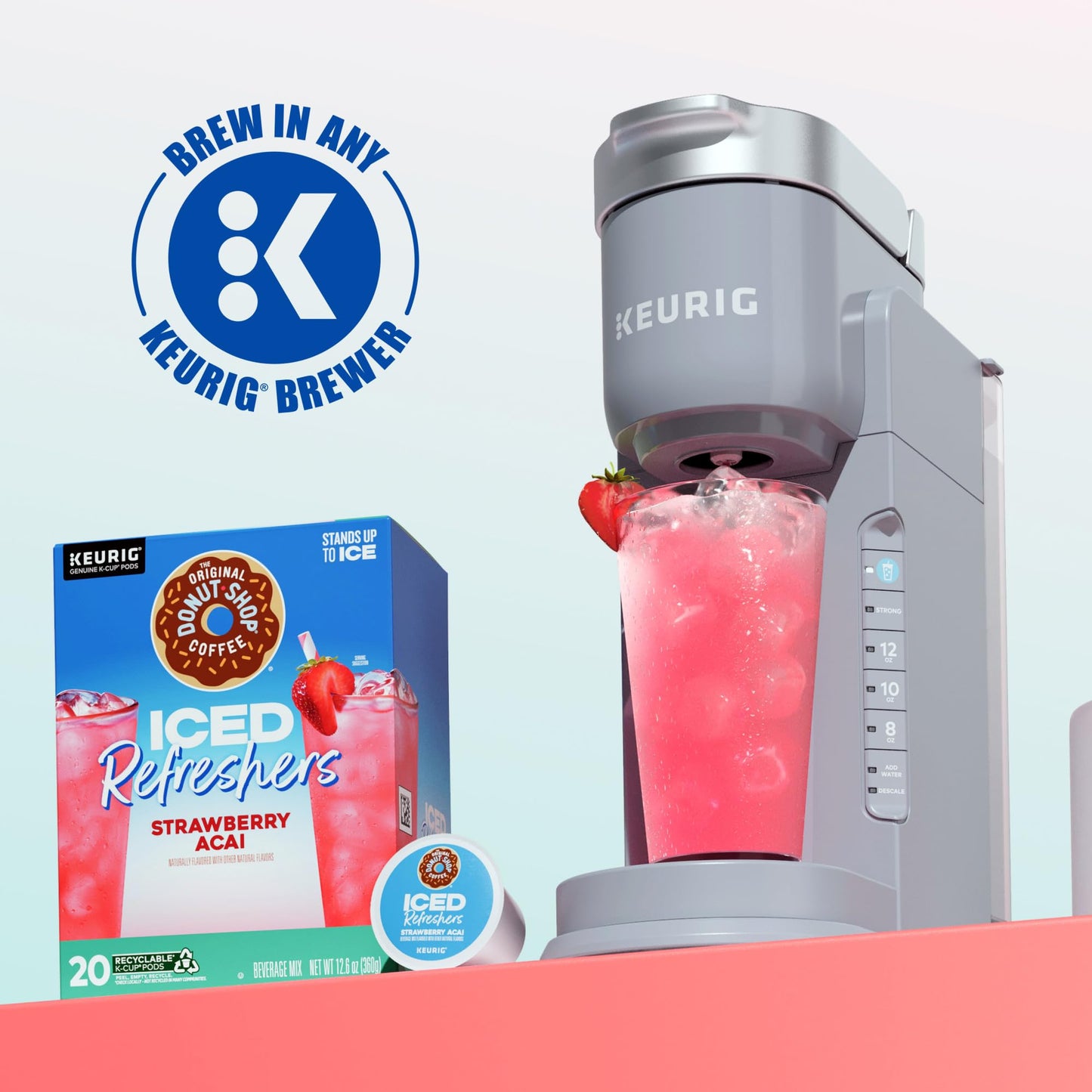 The Original Donut Shop Iced Refreshers, Strawberry Açaí Flavor, Keurig Single Serve K-Cup Pods, 60 Count (6 Packs Of 10)